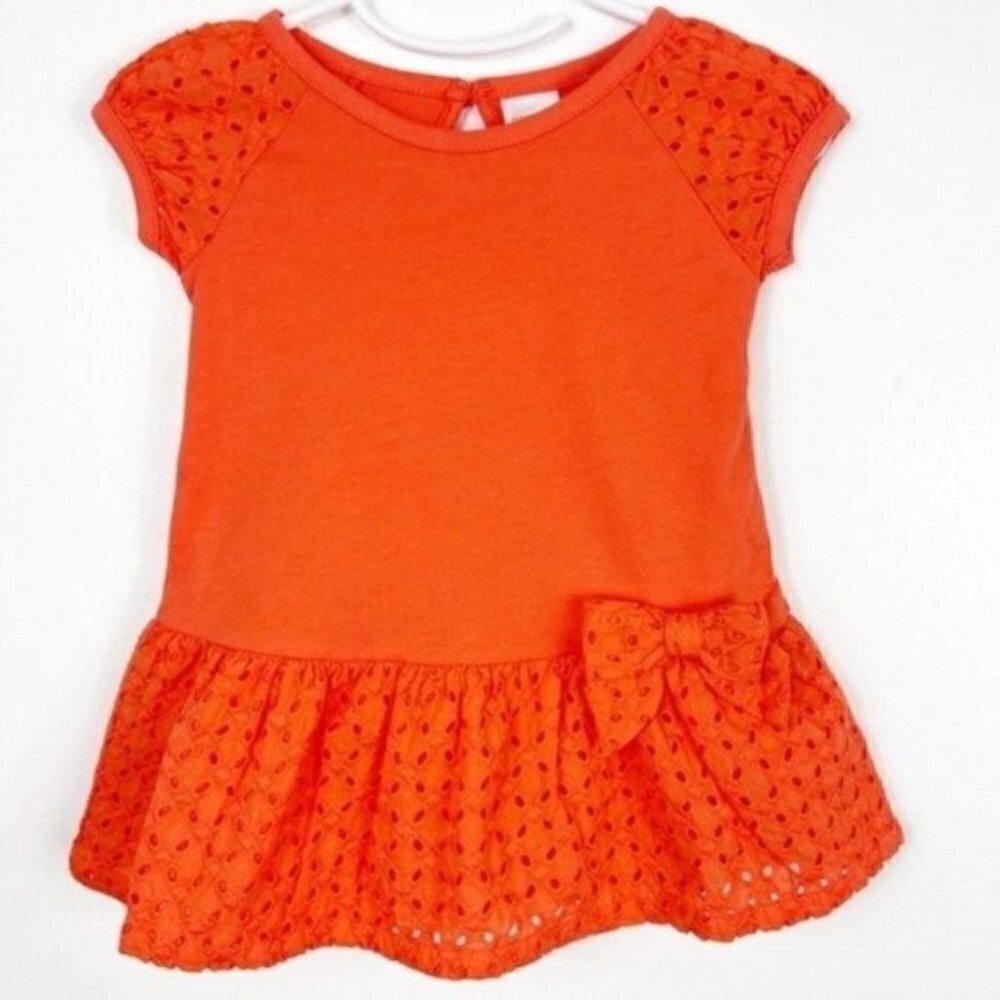 GYMBOREE tangerine Dress cap sleeve key hole back matching underwear 6-12 months